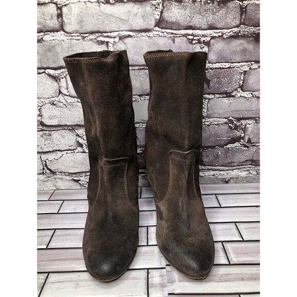 N.D.C. Made by Hand Brown Suede Leather Heel Ankle Boots Shoes Women Sz 39EU/8.5 - Picture 3 of 16